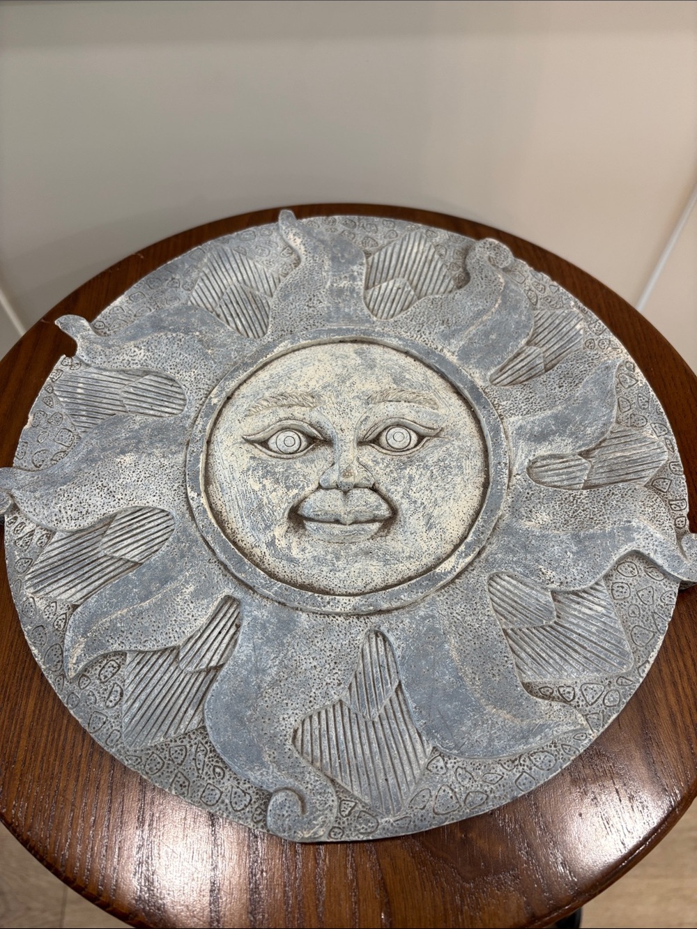 Rustic Sun Wall Art Plaque in Weathered Gray